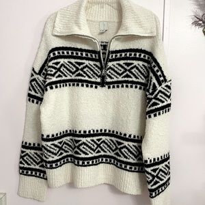 NWT Joie- Nordic Design Knit Quarter Zipper Sweater